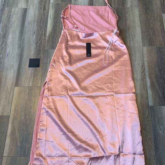 NWT Lulus Glow and Behold Blush Pink Satin Midi Dress - Picture 5 of 7